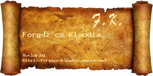 Forgács Klaudia névjegykártya